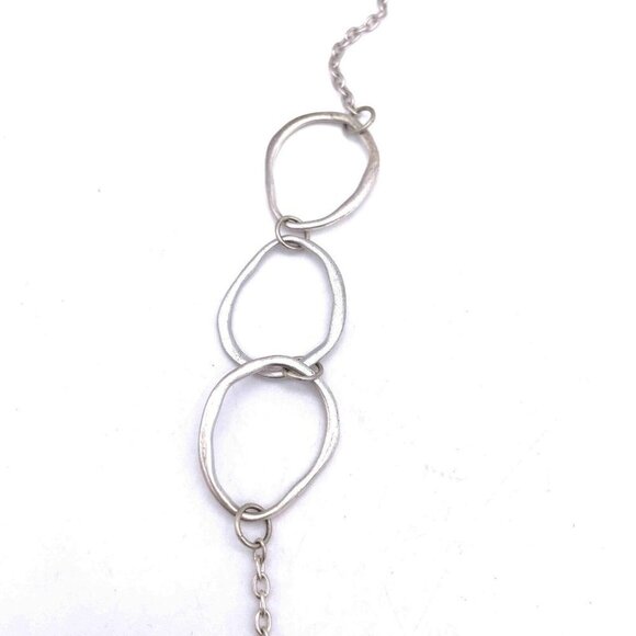 Vintage VCLM Circle Hoop Ring Link Chain Necklace Silver Tone 40 Inch - Picture 5 of 5